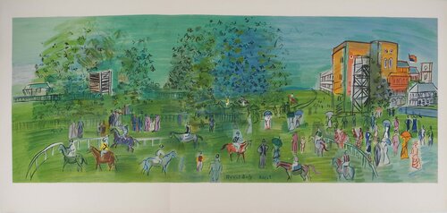Londres, le grand prix à Ascot, Lithographie signée di Raoul Dufy, Stampa in vendita su Singulart