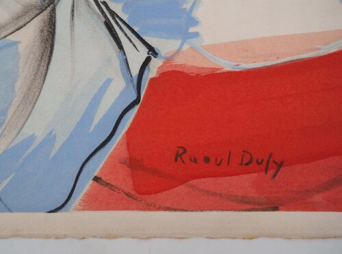 Pêches et cerises sur fond rouge Raoul Dufy