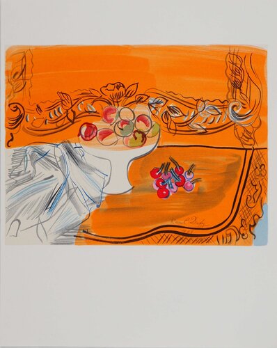 Pêches et cerises sur fond orange by Raoul Dufy, Print for Sale on Singulart