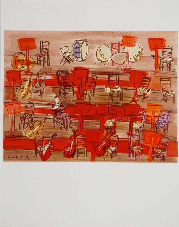 Orchestre, l'entracte, Lithographie signée Raoul Dufy