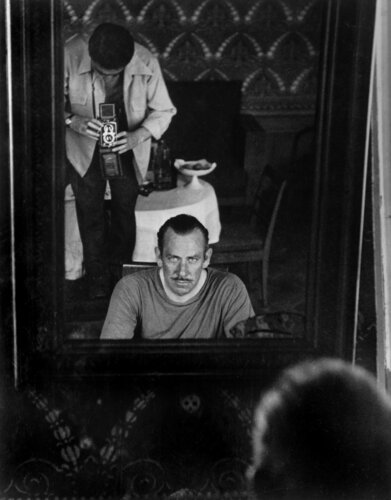 Robert Capa and John Steinbeck. USSR, Moscow. van Robert Capa, Fotografie te koop op Singulart