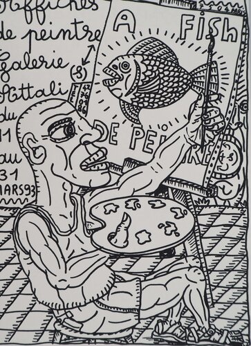Le peintre et l'A-Fish ! by Robert Combas, 인쇄 for Sale on Singulart