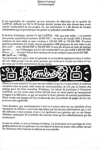 Lettre à Capital par Robert Combas, Œuvre sur papier en vente sur Singulart
