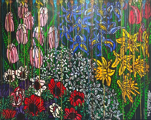 Fleurs ensemble pour le meilleur et pour le pire von Robert Combas, Malerei kaufen auf Singulart