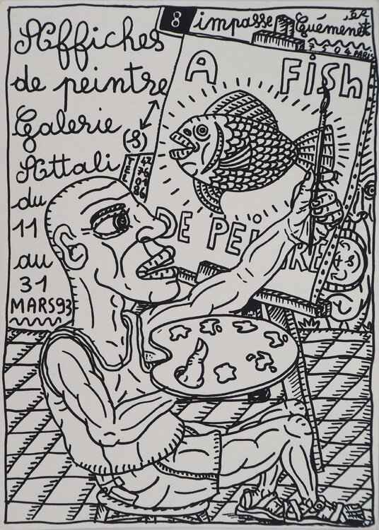 Le peintre et l'A-Fish, Sérigraphie originale signée Robert Combas