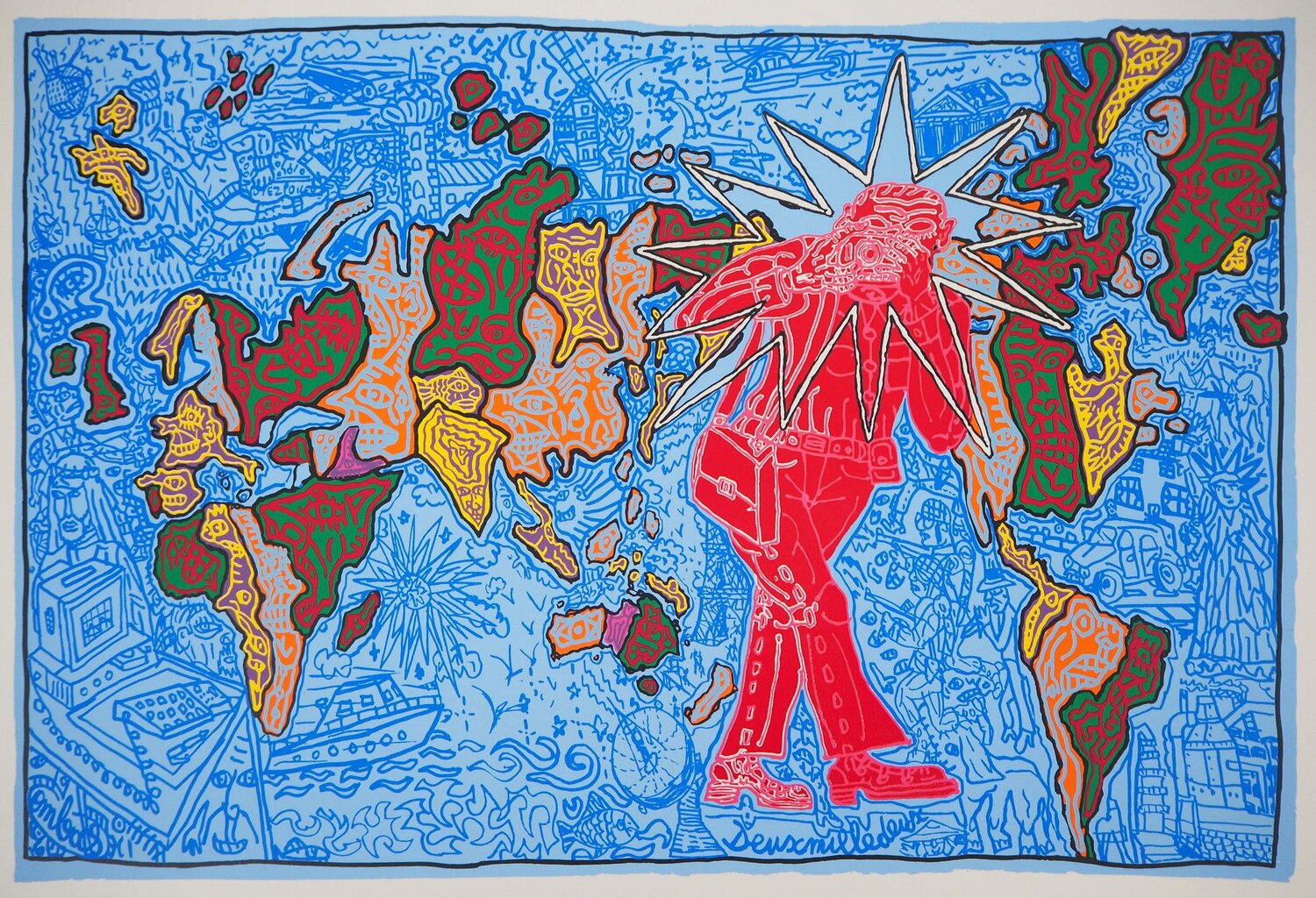 Robert COMBAS : Sérigraphie originale signée Le peintre et l