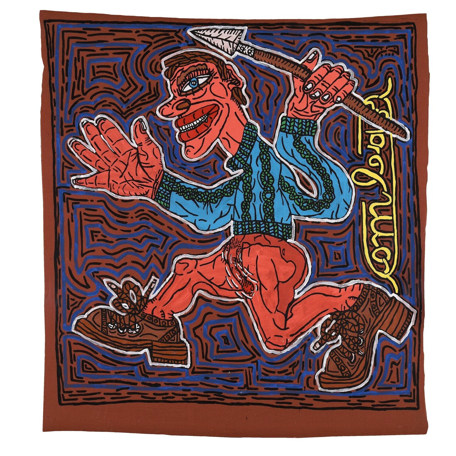 Le guerrier et son machine Robert Combas Origineel schilderij te koop