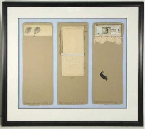 3 Shirtboards (from Shirtboards, Morocco, Italy ’52 Portfolio), 1991 by Robert Rauschenberg, Work on Paper for Sale on Singulart