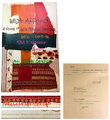 “Woza Afrika-A Festival of South African Theater”, SIGNED Theater Poster, Lincoln Center NYC by Robert Rauschenberg, Print for Sale on Singulart