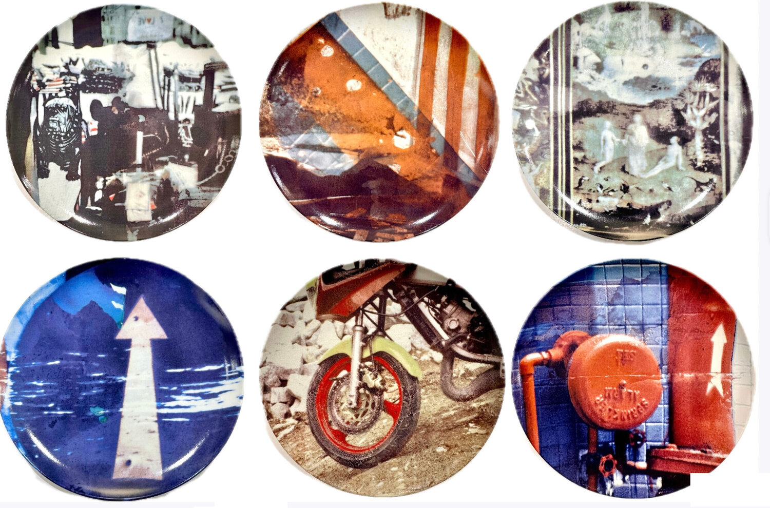 Guggenheim Retrospective Limited Edition Plates, Complete Suite (6) Robert Rauschenberg Druck zu verkaufen
