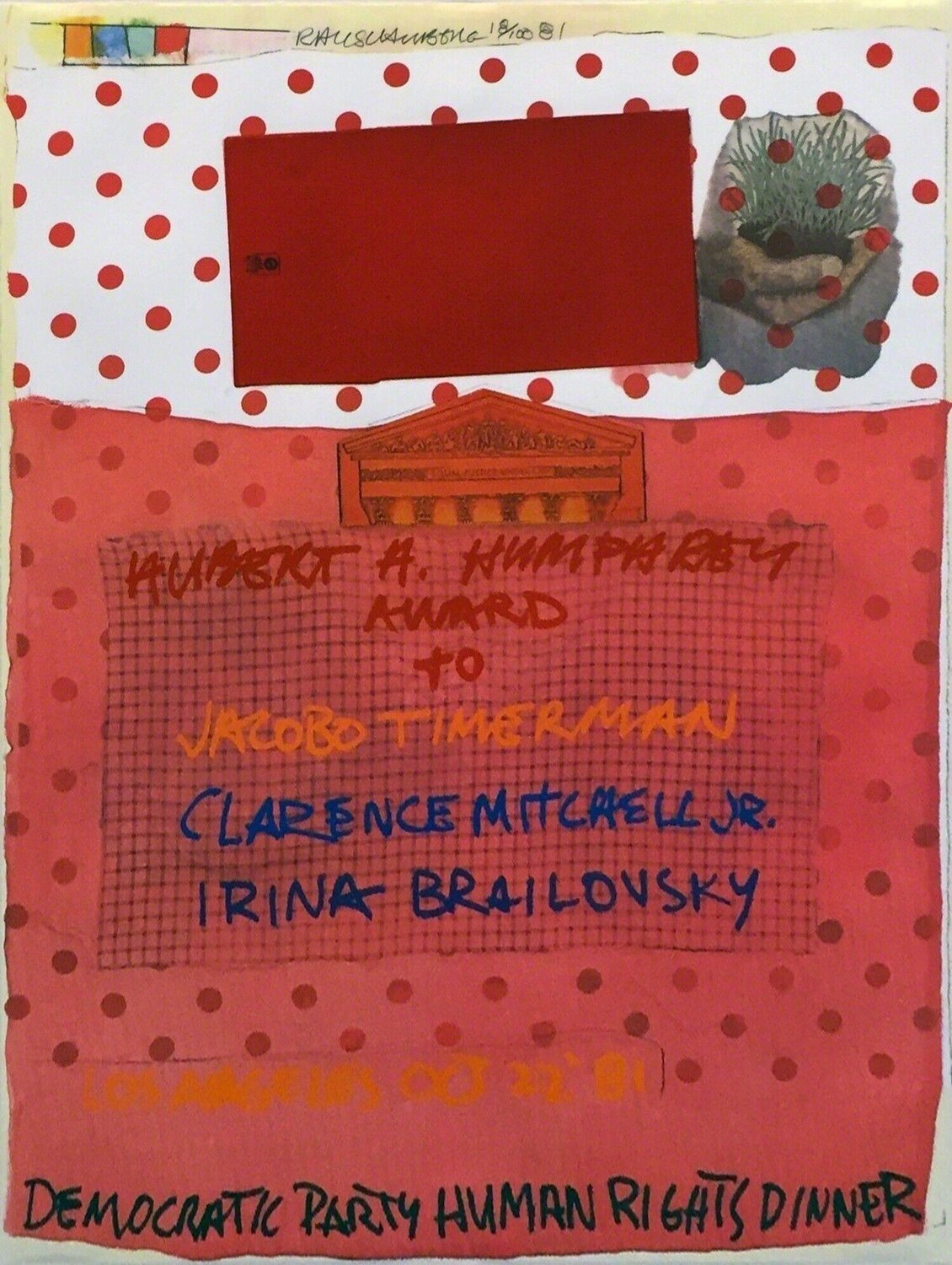 DEMOCRATIC PARTY HUMAN RIGHTS DINNER Robert Rauschenberg Stampa in vendita