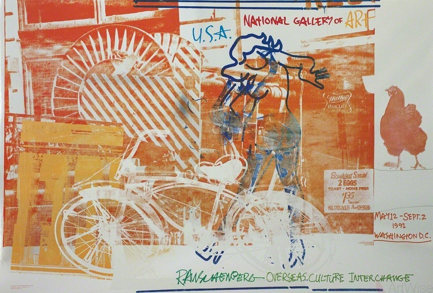 Bicycle, National Gallery Robert Rauschenberg Stampa in vendita