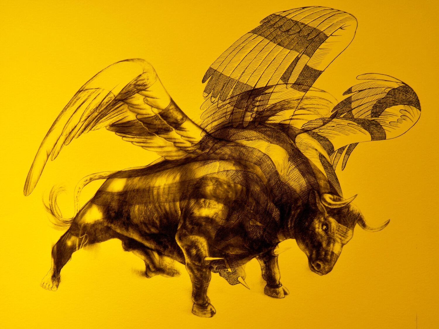 YELLOW BULL 8/100 Ronald Ventura Originalgemälde zu verkaufen