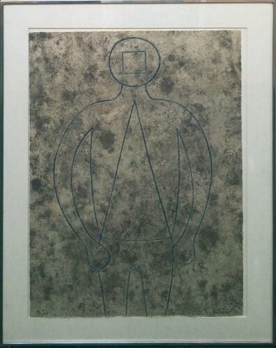 FIGURA DE HOMBRE EN AZUL CON FONDO GRIS by Rufino Tamayo, Print for Sale on Singulart