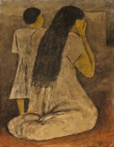 Mujer de Rodillas con Nina van Rufino Tamayo, Schilderij te koop op Singulart