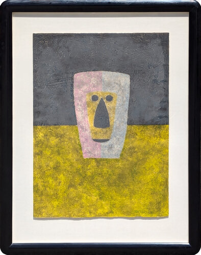 "Mascara (Mask)" Modern Abstract Earth Toned Figurative Etching Ed. 31/99 van Rufino Tamayo, Afdruk te koop op Singulart
