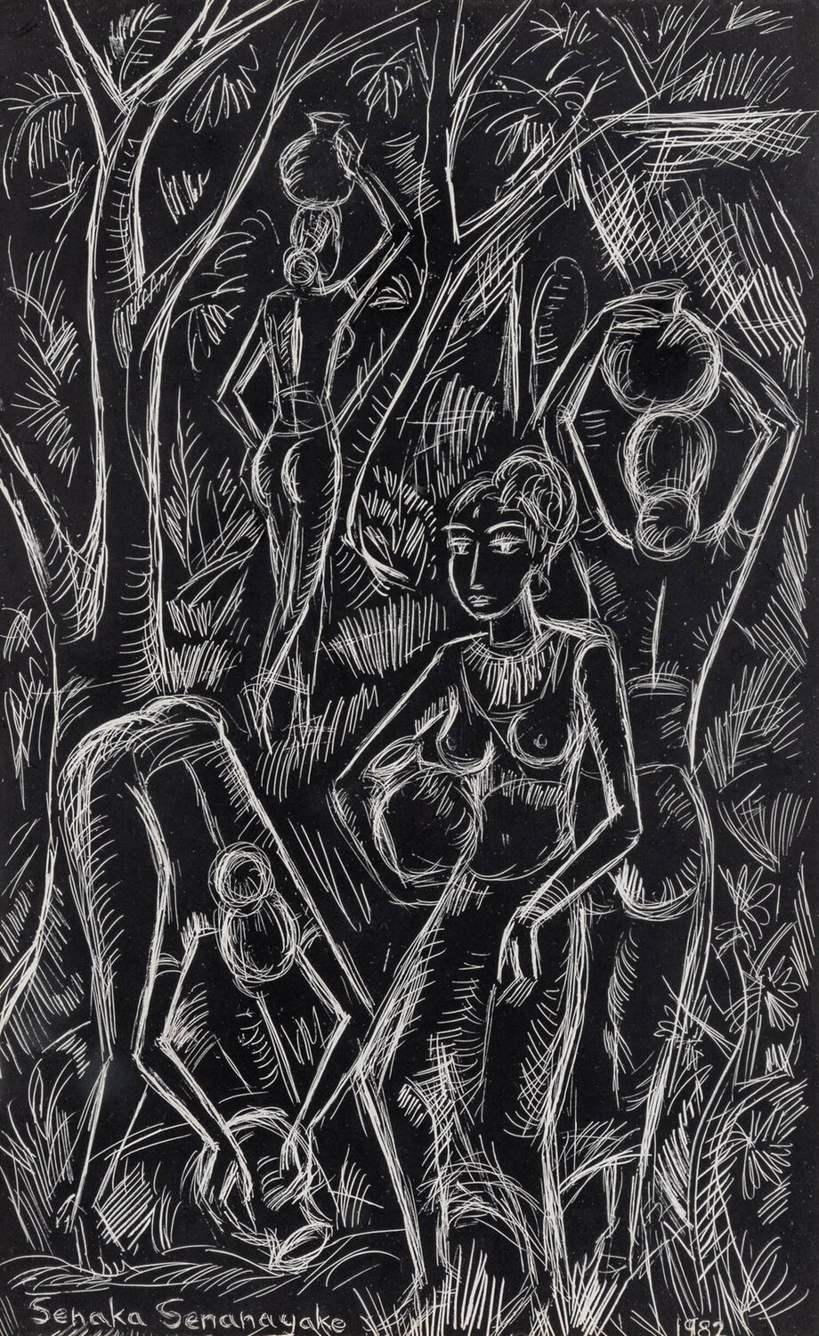 Untitled (Village Scene) Senaka Senanayake Opera su carta in vendita