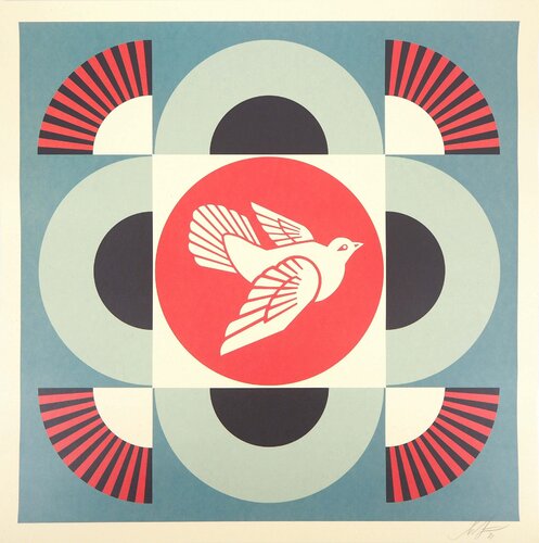 Geometric Dove Blue, Sérigraphie originale signée Shepard Fairey