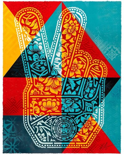 Peace Fingers (Stencil) by Shepard Fairey, Work on Paper for Sale on Singulart