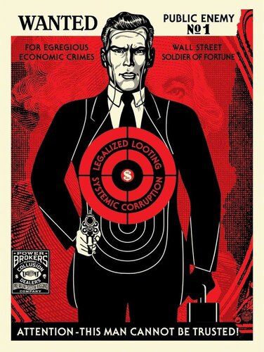 Wall Street public enemy by Shepard Fairey, 인쇄 for Sale on Singulart