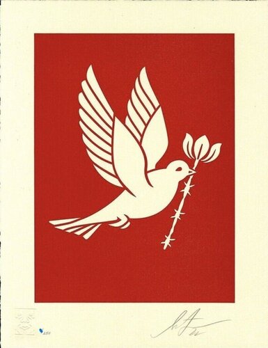 Barb Wire Dove Red by Shepard Fairey, Print for Sale on Singulart
