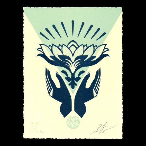 Lotus Hand (Teal) by Shepard Fairey, Print for Sale on Singulart