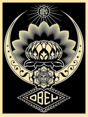 Lotus Ornament (black) par Shepard Fairey, Édition en vente sur Singulart
