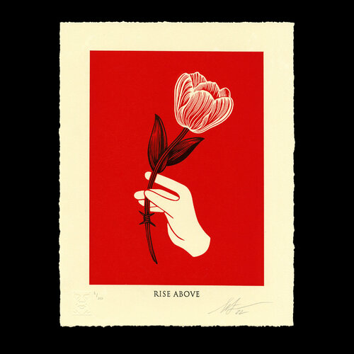 Rise Above Barbwire red van Shepard Fairey, Afdruk te koop op Singulart
