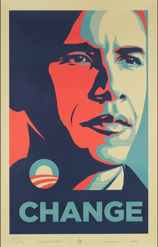 Change - Obama (artist signed edition of 200) by Shepard Fairey, Print for Sale on Singulart
