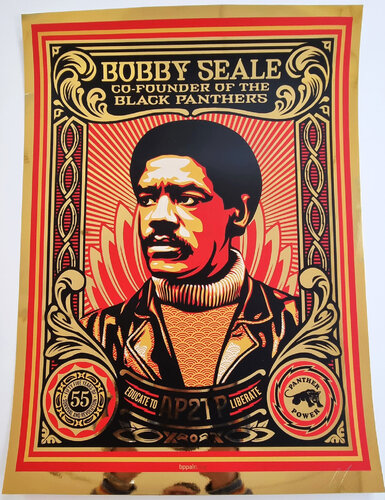 Educate to Liberate (Premium Gold Foil Edition) von Shepard Fairey, Druck kaufen auf Singulart