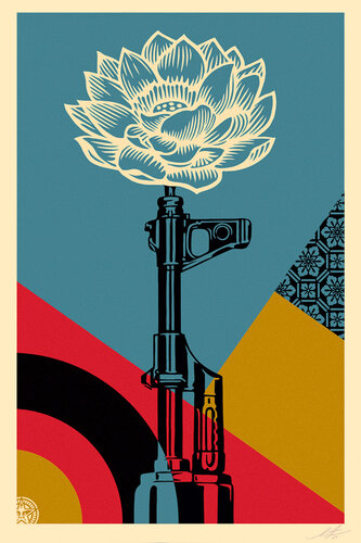 AR-15 Lily (Vietnam War, Protest, Flowers, Gun Barrels, Pacifist, Iconic, Gun Violence) van Shepard Fairey, Afdruk te koop op Singulart