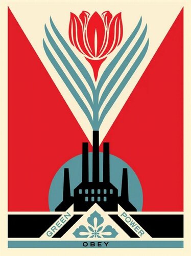 Green Power Factory (Red) by Shepard Fairey, Print for Sale on Singulart