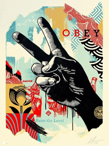 Raise the Level (Peace) (Harmony, Straat Museum, Painterly, Diplomacy over Conflict) von Shepard Fairey, Druck kaufen auf Singulart