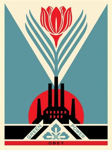 Green Power Factory (Blue) by Shepard Fairey, Print for Sale on Singulart