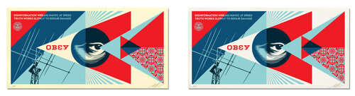 Disinformation Damage Set - Cream & White (Disinformation, Damage, Social Media, Politics, Credible Journalism) by Shepard Fairey, Print for Sale on Singulart