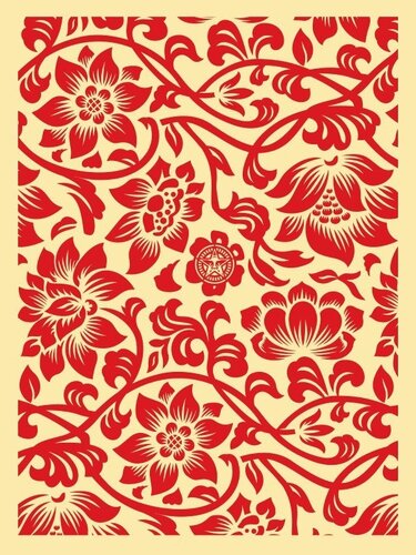 Floral Takeover (Red/Cream) van Shepard Fairey, Afdruk te koop op Singulart