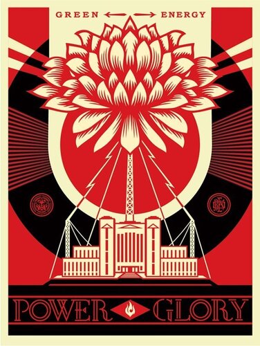 Red green power silk screen par Shepard Fairey, Édition en vente sur Singulart