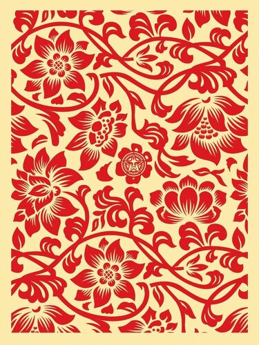 Floral takeover (cream/red) par Shepard Fairey, Édition en vente sur Singulart