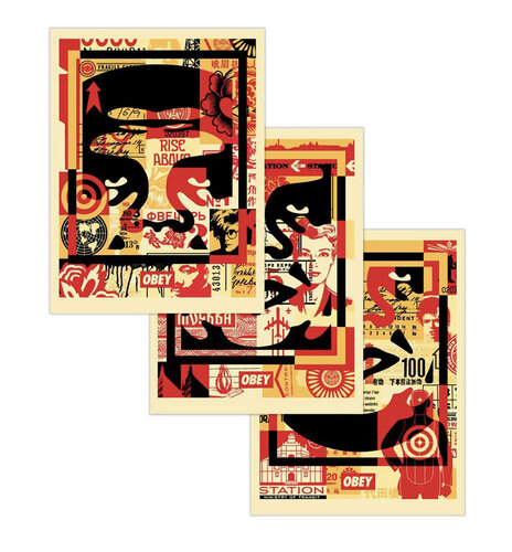 Obey 3-Face Collage' (set) van Shepard Fairey, Afdruk te koop op Singulart