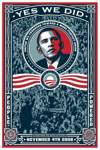 Yes We Did (Obama) SIGNED van Shepard Fairey, Afdruk te koop op Singulart