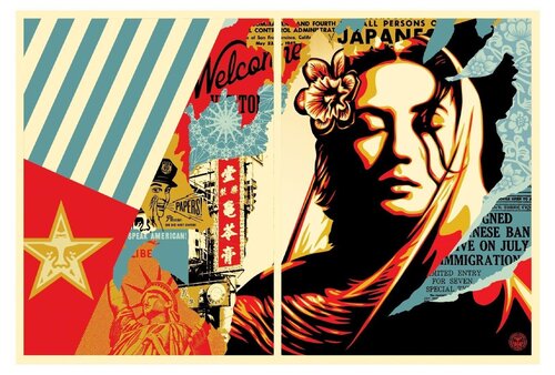 Welcome Visitors Diptych van Shepard Fairey, Afdruk te koop op Singulart