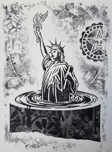 Sinking Liberty (Stencil Series ) van Shepard Fairey, Afdruk te koop op Singulart