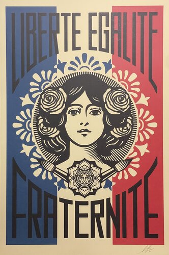 Shepard Fairey Liberte, Egalite, Fraternite Signed & Dated Print France Contemporary Art van Shepard Fairey, Afdruk te koop op Singulart
