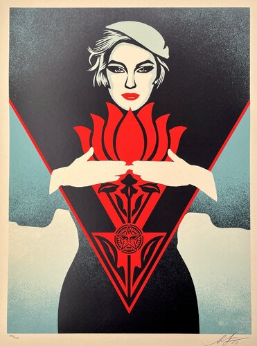 Obey Noir Flower Woman (Blue) van Shepard Fairey, Afdruk te koop op Singulart