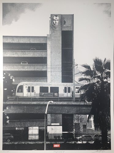 Shepard Fairey & Jon Furlong "Covert To Overt" Big Brother Silver Silkscreen Print Contemporary Art van Shepard Fairey, Afdruk te koop op Singulart