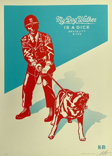 Sadistic Dog Walker (Blue) van Shepard Fairey, Afdruk te koop op Singulart