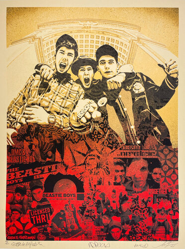 Beastie Boys: Stand Together (Red & Gold) par Shepard Fairey, Édition en vente sur Singulart