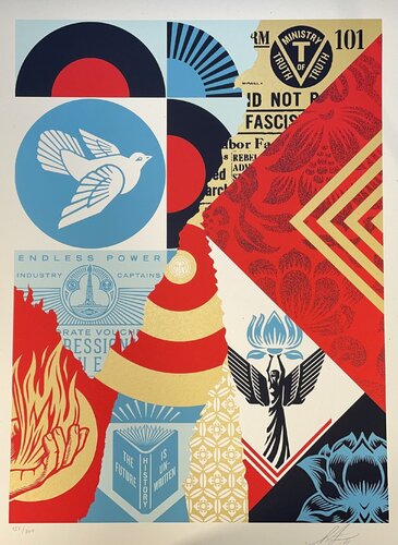 The Future is Unwritten Collage Shepard Fairey Screen Print par Shepard Fairey, Édition en vente sur Singulart