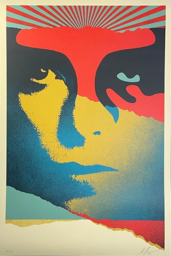 Shepard Fairey "A Cracked Icon" David Bowie Screenprint Street Urban Contemporary Art di Shepard Fairey, Stampa in vendita su Singulart