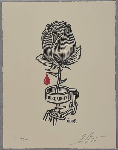 Shepard Fairey Rose Shackle Letterpress Print Obey Giant di Shepard Fairey, Stampa in vendita su Singulart